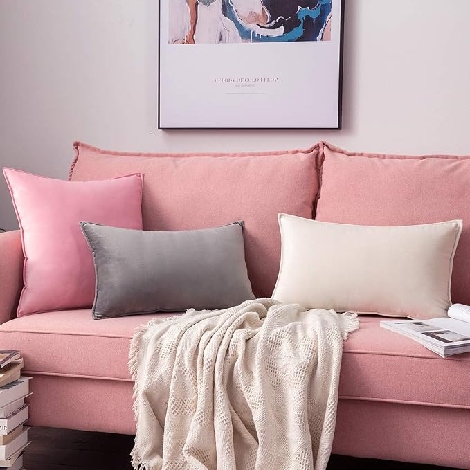 MIULEE Cream White Velvet Throw Pillow Covers 18x18 Soft Decorative Solid - Image 9