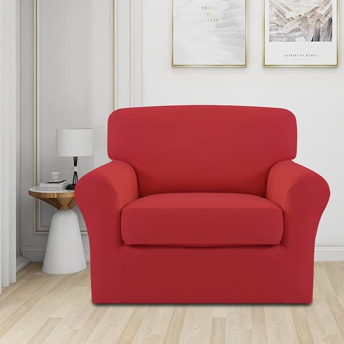 Easy-Going 2 Pieces Microfiber Stretch Chair Slipcover – Spandex Soft Fitted - Image 2