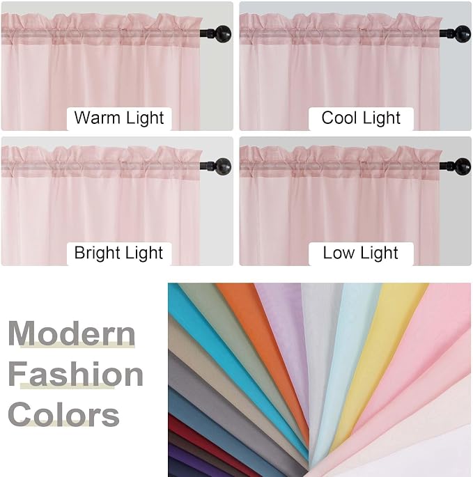 Cafe Curtains 36 Inch Length Tier 2 Pieces, Modern Soft Airy Sheer Kitchen - Image 5