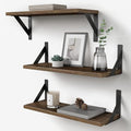 Rustic Floating Shelves Wall Mounted Set of 3, 17 Inch Natural Wood Wall Shelves by Forbena