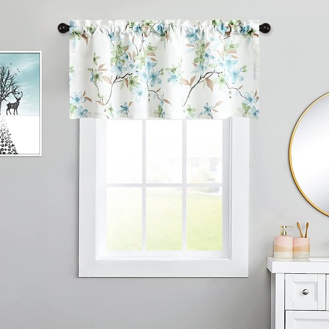 Leeva Elegant Floral Farmhouse Valance, Restaurant, Rod Pocket, 52 x 18 in - Image 2