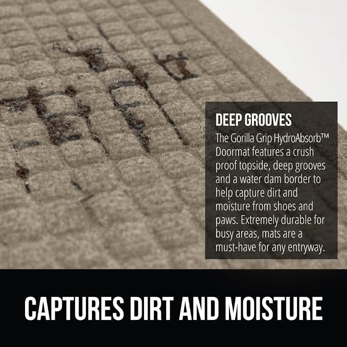GORILLA GRIP® Ultra Absorbent Front Door Mat Outside Entrance 72x24, Traps Dirt - Image 4