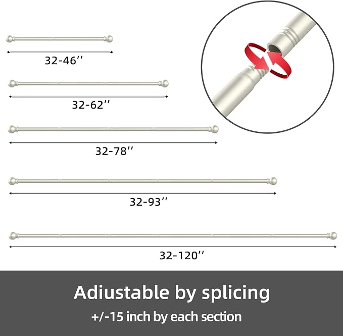 GXOACKJ Curtain Rods for windows 66-120 inch, 5/8 inch Decorative Nickel - Image 6