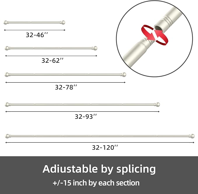 GXOACKJ Curtain Rods for windows 32-62 inch, 5/8 inch Decorative Nickel - Image 6