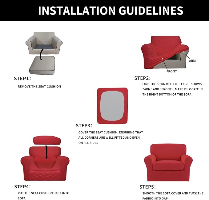 Easy-Going 2 Pieces Microfiber Stretch Chair Slipcover – Spandex Soft Fitted - Image 6