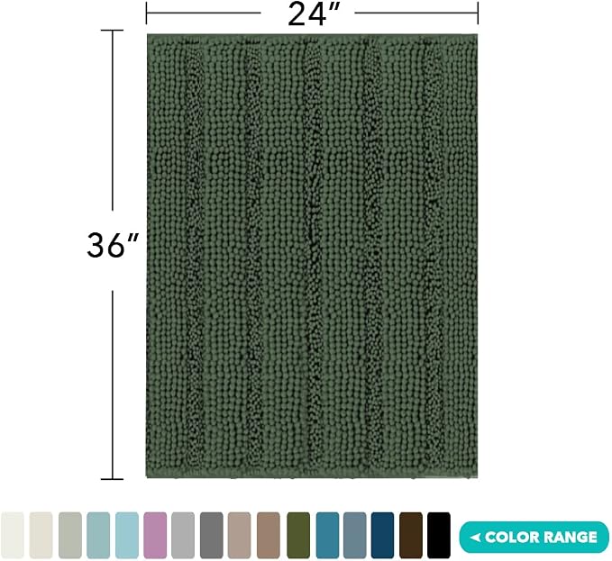 Turquoize Chenille Shaggy Non Slip Bronze Green Bath Rug Non Slip 24x36 Extra - Image 2