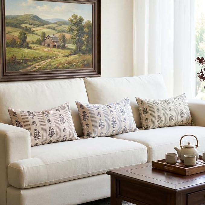 Amor Virisso Floral Throw Pillow Covers 12 x 20 Set of 2 Block Print Pillow - Image 6