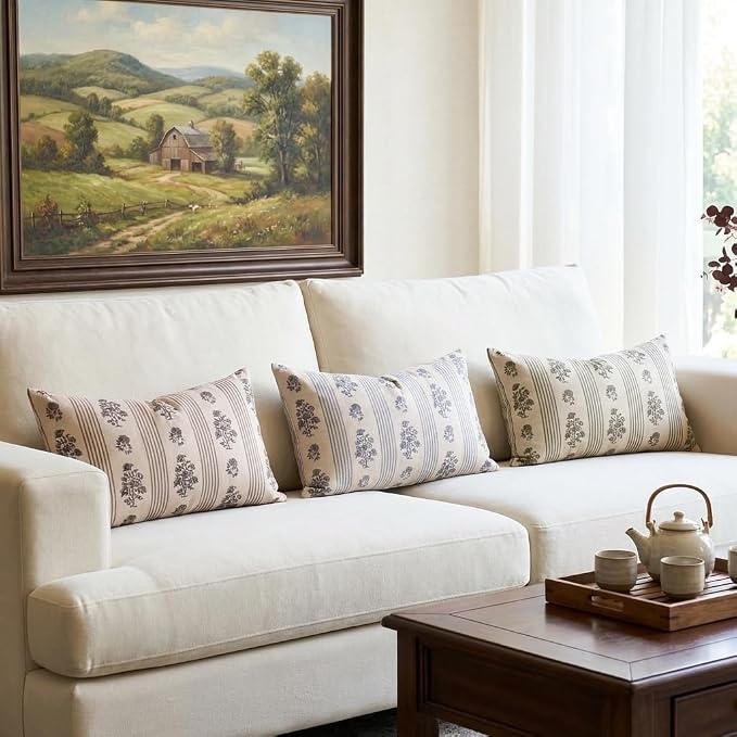 Amor Virisso Floral Throw Pillow Covers 12 x 20 Set of 2 Block Print Pillow - Image 6