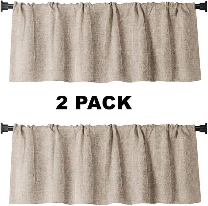 Jola's House 2 Pack Burlap Window Curtain Valances Farmhouse Style Window - Image 2