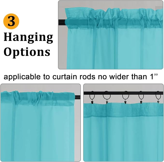 Gwine Turquoise Sheer Curtains 63 Inch Length - Image 4