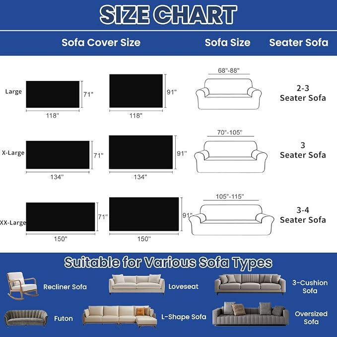 ROOMLIFE Couch Cover Black Boho Sofa Covers - Image 2