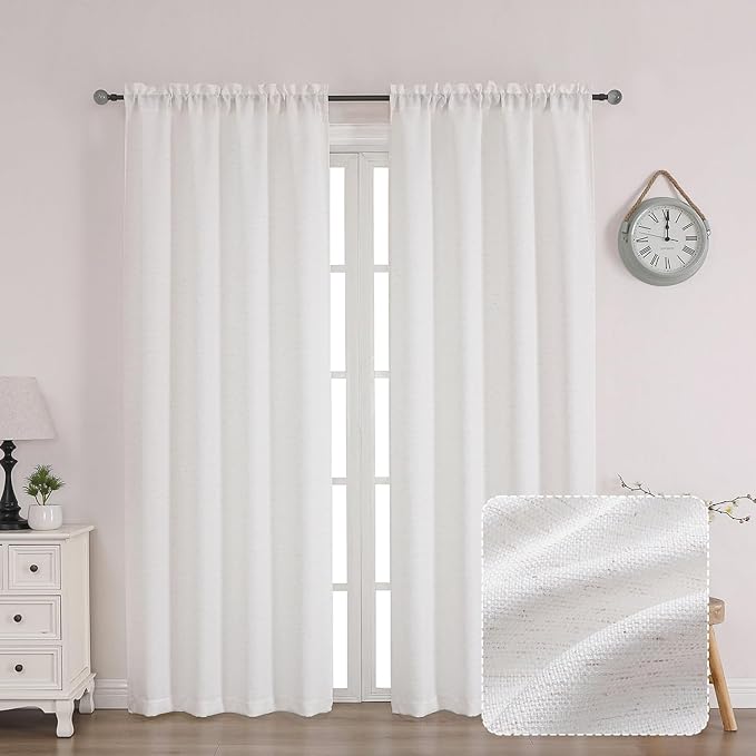 Chyhomenyc Bennet Linen Curtains 72 Inch Length 2 Panels Set, Burlap Faux Linen by Chyhomenyc