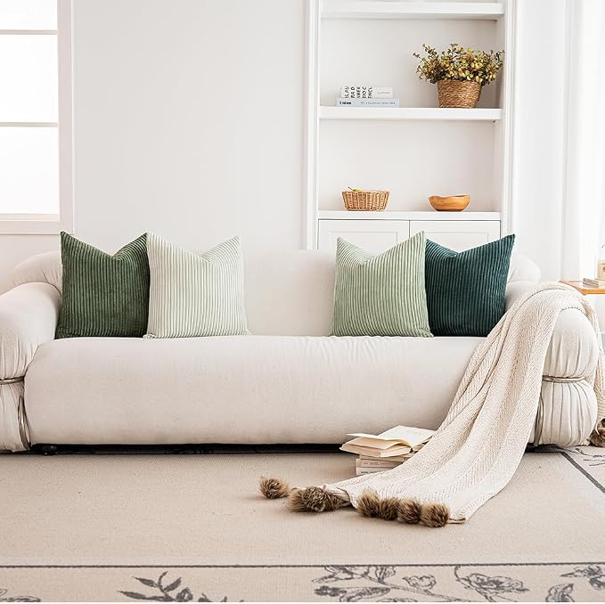 LANANAS Neutral Couch Throw Pillow Covers 18x18 Inch Set of 4 Decorative Sage - Image 4