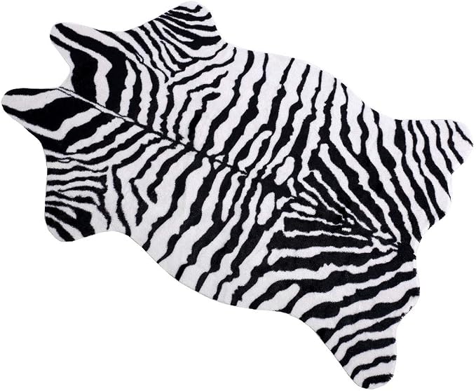 MustMat Cute Faux Zebra Print Rug Animal Print Rug Perfect - Image 9