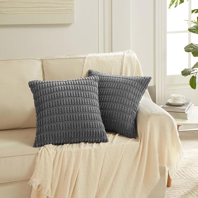 Fancy Homi 4 Packs Dark Grey Decorative Throw Pillow Covers 20x20 Inch - Image 6