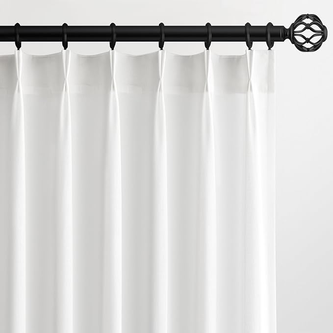 Topfinel White Pinch Pleat Linen Curtains by Topfinel