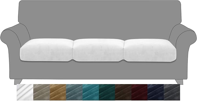 MAXIJIN Velvet Stretch Cushion Covers Fitted Couch Cushion Slipcovers Sofa Seat by MAXIJIN