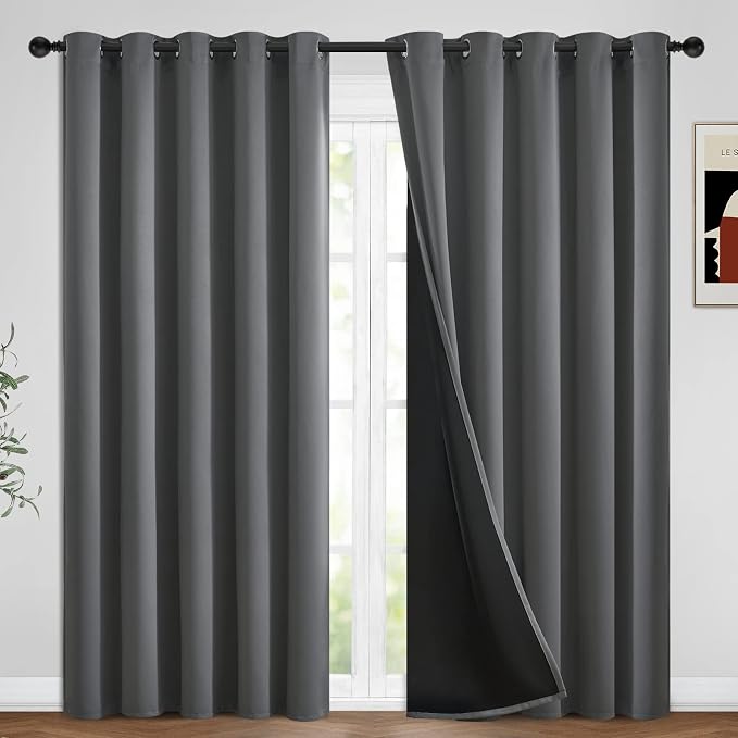 Yakamok 100% Blackout Curtains for Bedroom 96 Inch Length, Noise Reducing by Yakamok