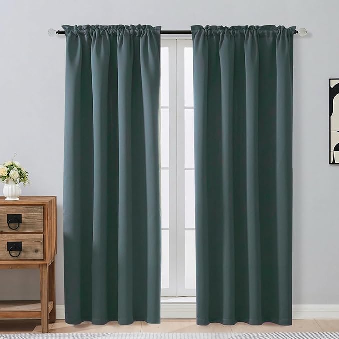 OVZME Dark Green Blackout Curtains by OVZME