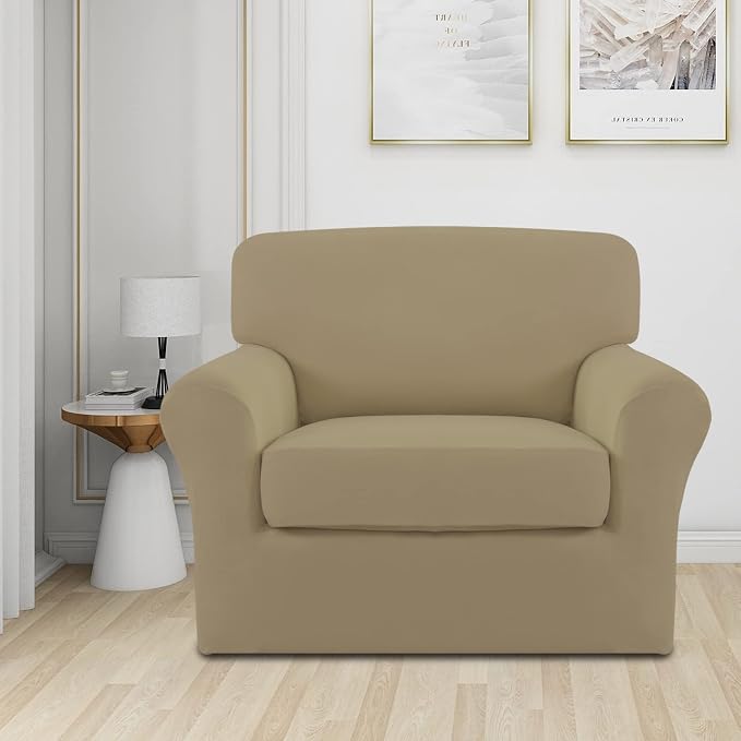 Easy-Going 2 Pieces Microfiber Stretch Chair Slipcover – Spandex Soft Fitted - Image 2