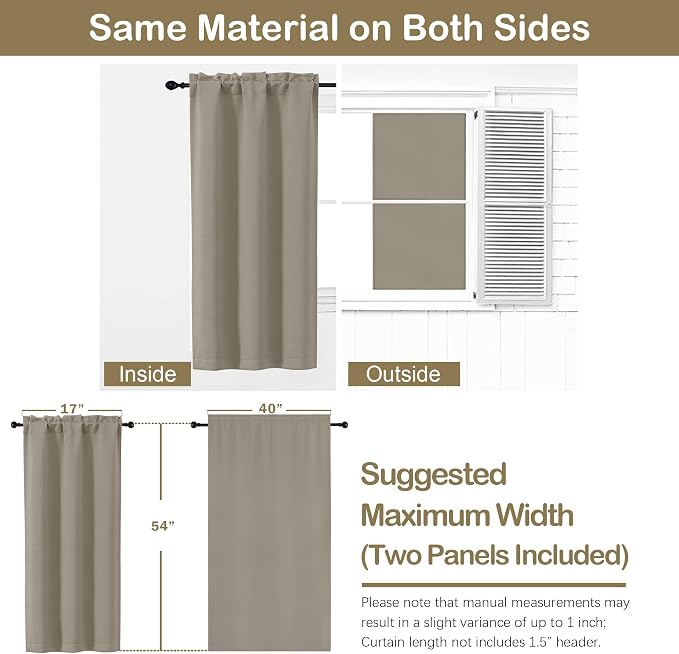 OVZME Stone Blackout Curtains for Bedroom 54 Inches Long 2 Panels, Thermal - Image 2