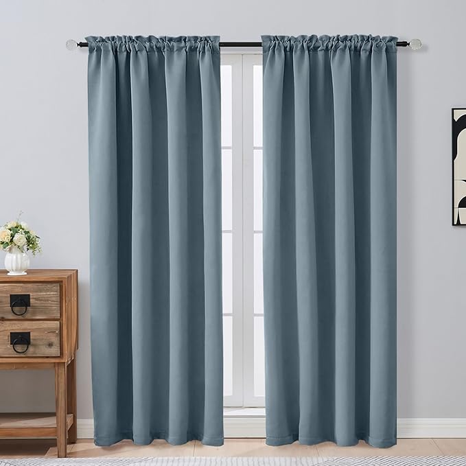OVZME Stone Blue Blackout Curtains by OVZME