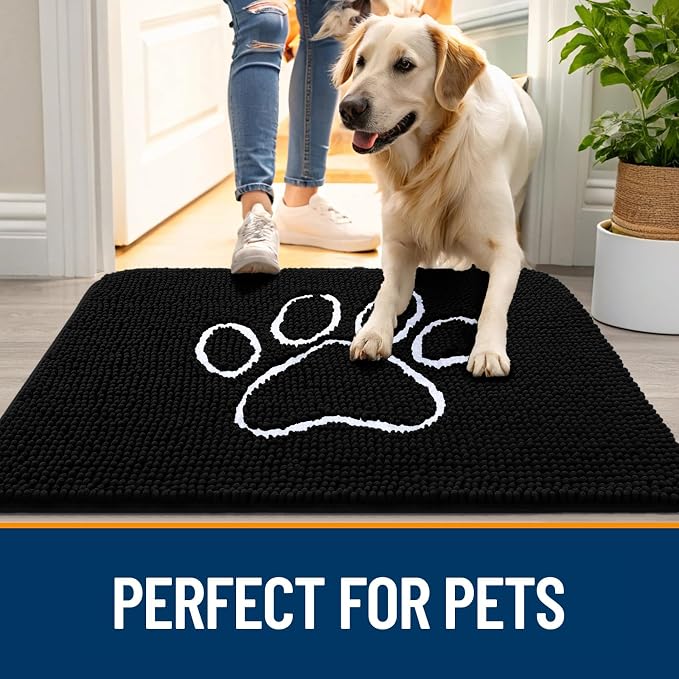 OLANLY Dog Door Mat for Muddy Paws 35x24, Paw Print Design, Absorbs Moisture - Image 6