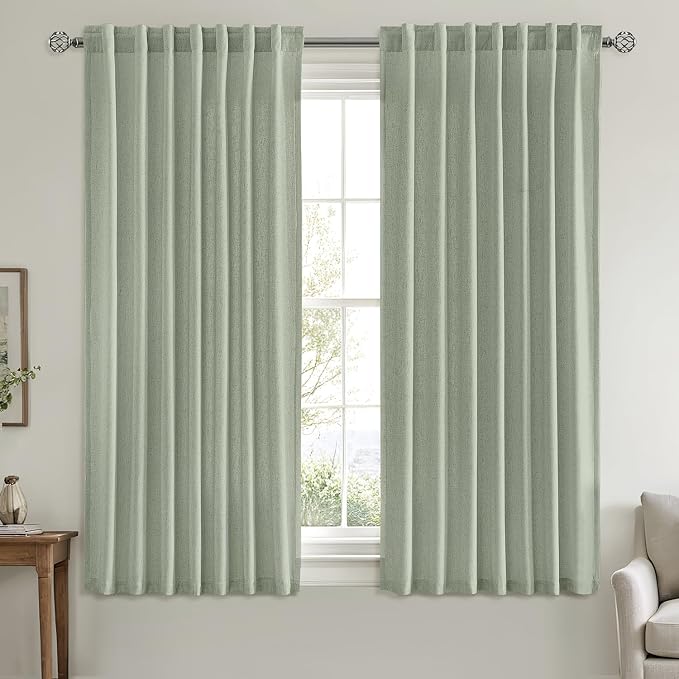 MIULEE Non-See-Through Privacy Linen Curtains 2 Panels, Light Filtering Window - Image 2