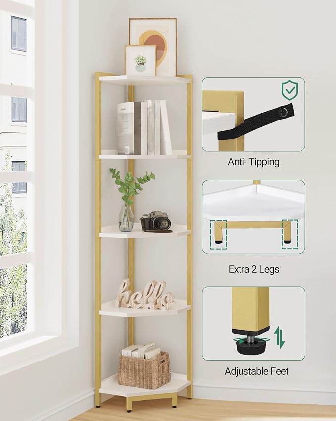 Hzuaneri Corner Shelf Stand, Corner Bookshelf, Storage Standing Shelf Unit - Image 3