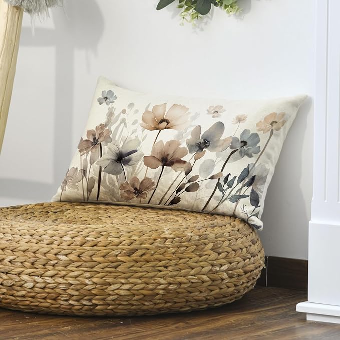 AVOIN colorlife Poppy Flowers Chinoiserie Spring Fall Throw Pillow Cover - Image 4
