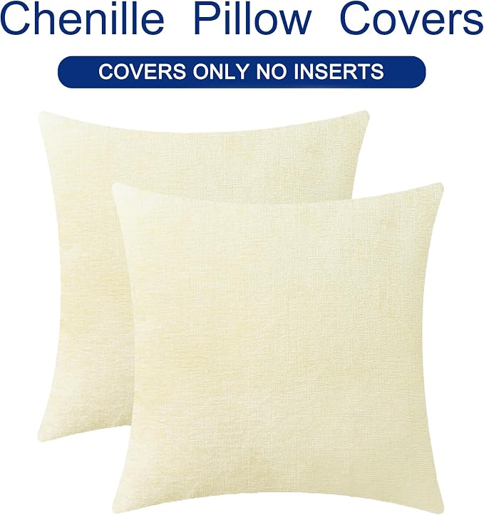 CaliTime Throw Pillow Covers Decorative 24 X 24 Inches Pack of 2 Cozy Chenille - Image 6