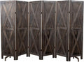Premium Home 6-Panel Room Divider – Rustic Brown Barn Door, X Pattern Folding by PremiumHomeDecor