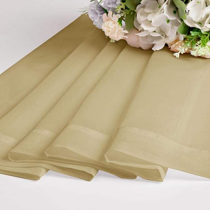 OWENIE Gold Sheer Curtain 96 Inch Long 2 Panels Set, Light Filtering Clear Rod - Image 4