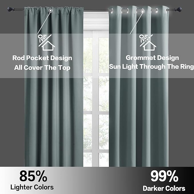 RYB HOME Blackout Curtains for Bedroom Living Room 63 inches Long, Thermal - Image 6