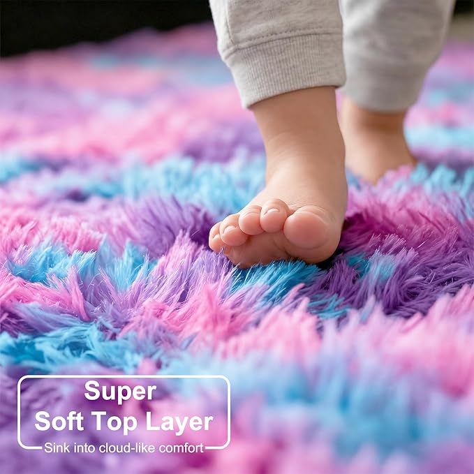 Amdrebio Hot Pink Rainbow Area Rug - Image 5