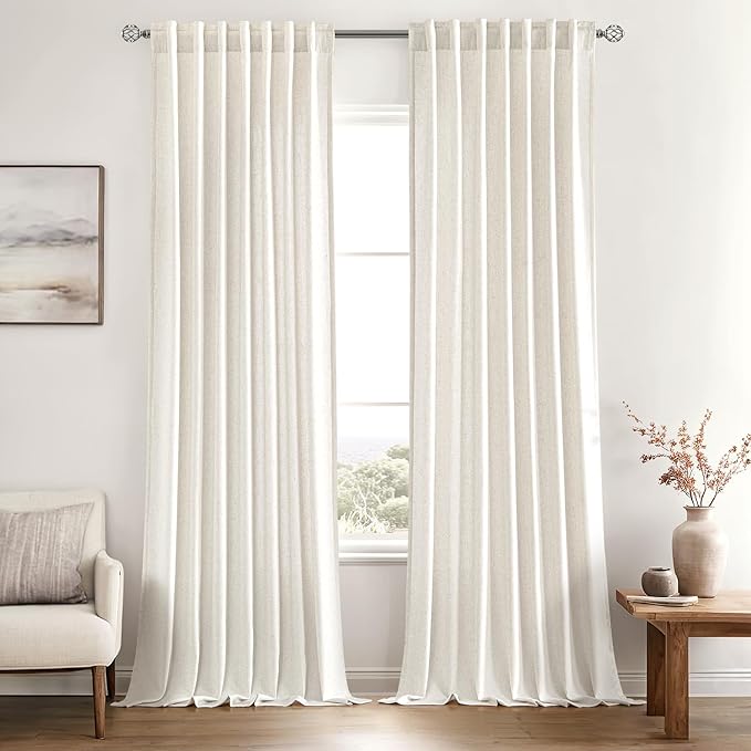MIULEE Non-See-Through Privacy Linen Curtains 2 Panels, Light Filtering Window - Image 2