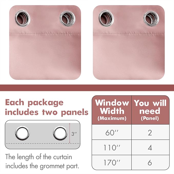 MIULEE Light Pink Room Darkening Curtains Thermal Insulated Drapes Solid Window - Image 6