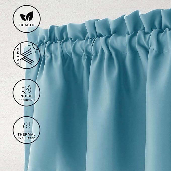 Hiasan Valance Curtains for Kitchen Blackout Thermal Insulated Solid Window - Image 2