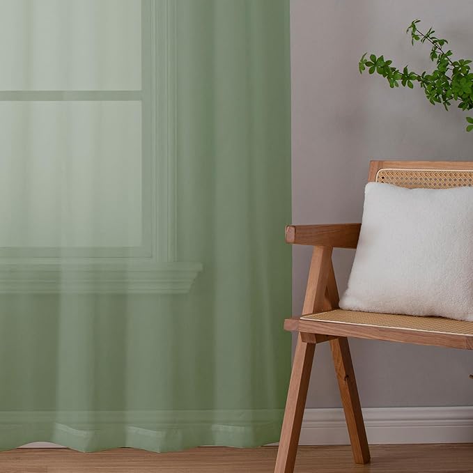 OWENIE Short Sheer Curtains 30 Inches 2 Panels Set, Kitchen Tiers Light by OWENIE