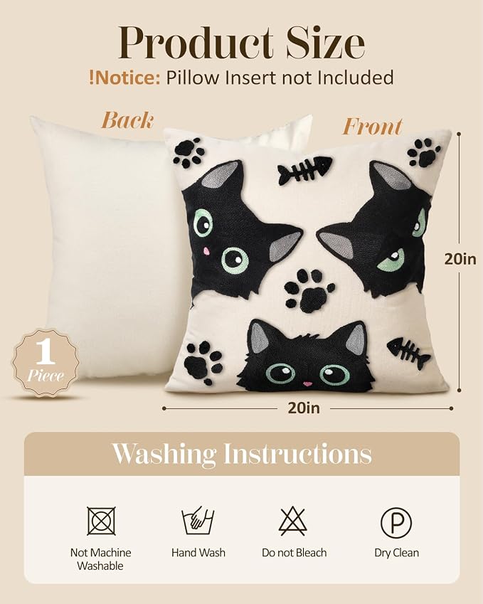 Embroidered Throw Pillow Cover 20x20 Inch - Image 4