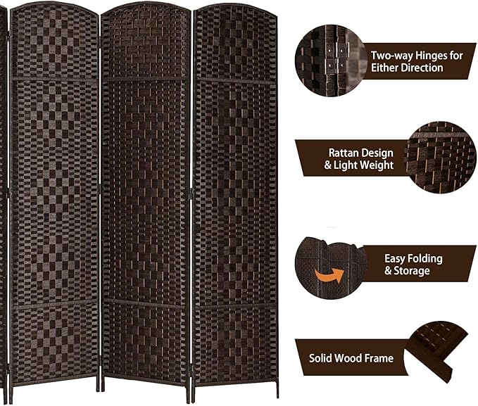 Rose Home Fashion Room Divider, 6 ft Tall Room Dividers and Folding Privacy - Image 4