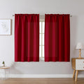 Chyhomenyc Christmas Red Curtains 45 Inch Length 2 Panels, Faux Linen Textured by Chyhomenyc