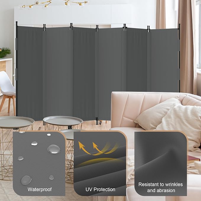Room Divider, 6 Panel Upgraded Folding Privacy Screen, 132” Highly Secretive - Image 2