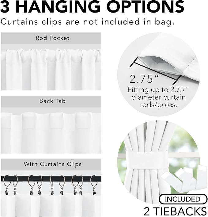 Deconovo Total Blackout Curtains 2 Panels W42 x L95— 100% Blackout, Thermal - Image 4