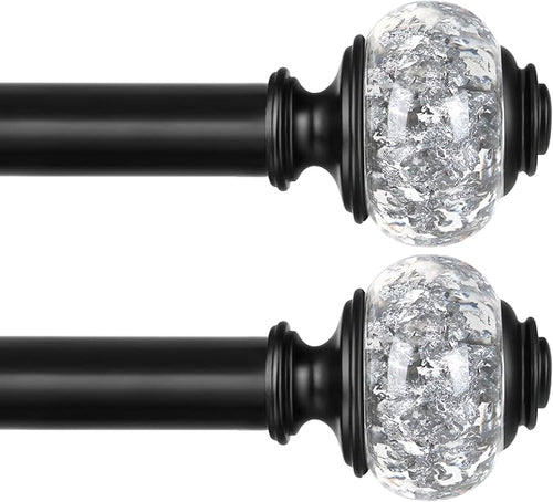 2 Pack Black Curtain Rods for Windows 48 to 84 Inch, USFOOK 7/8 Inch by USFOOK
