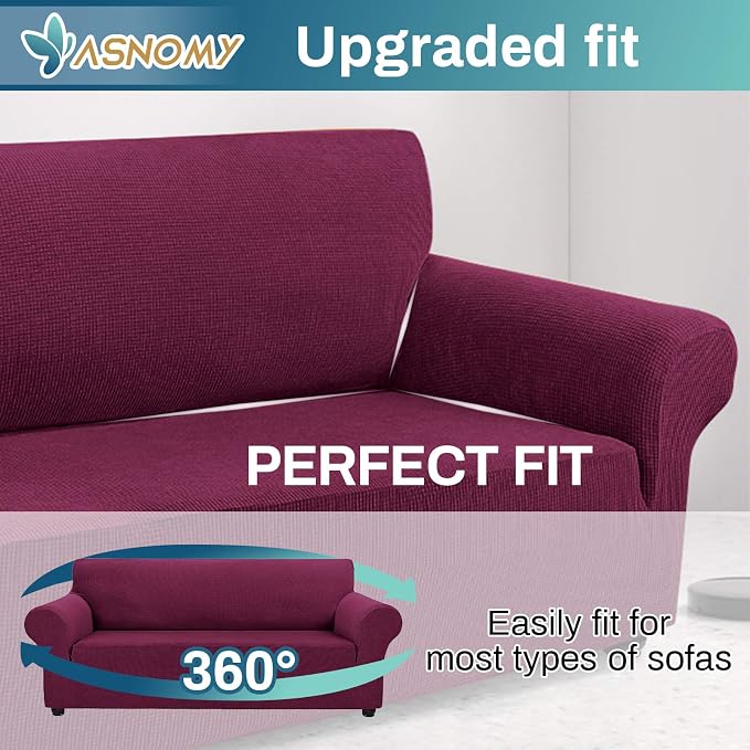 Asnomy Couch Covers for 3 Cushion Couch Stretch Sofa Covers Slipcovers - Image 4
