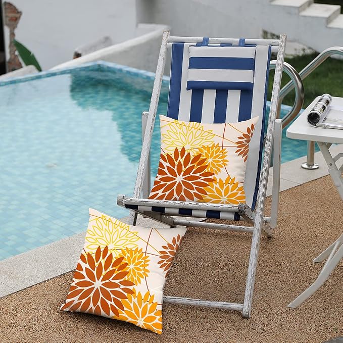 DFXSZ Brown Yellow Fall Pillow Cover 16X16 Inch Set of 2 Outdoor Waterproof - Image 4