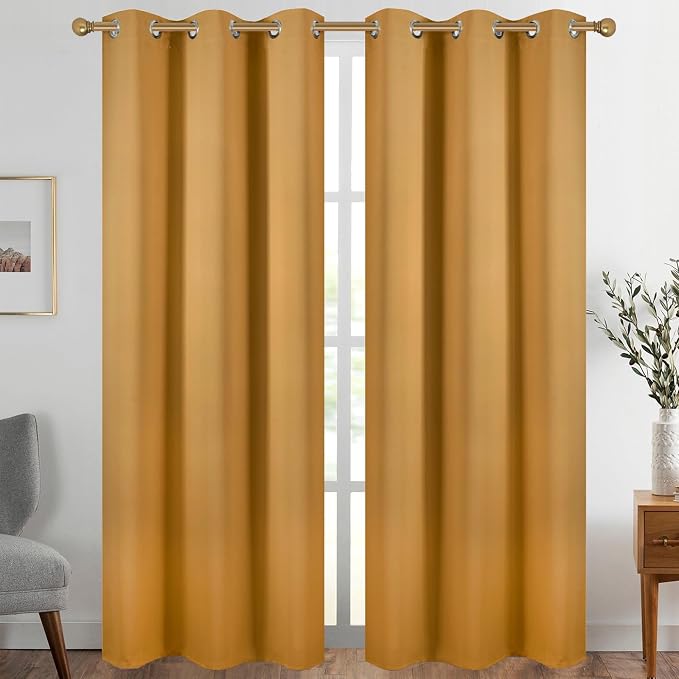 Diraysid Mustard Yellow Grommet Blackout Curtains by Diraysid%2C+refresh+your+life