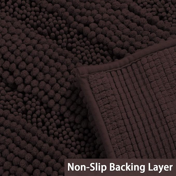 Turquoize Chenille Bath Rugs Non Slip Shaggy Extra Soft and Absorbent Area Rug - Image 4