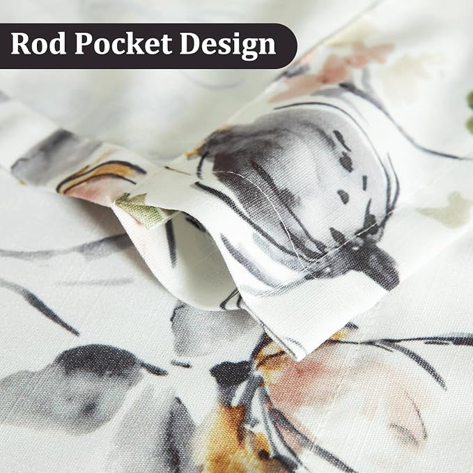 Leeva Modern Kitchen Valances for Windows, Watercolor Flower Print Window - Image 4
